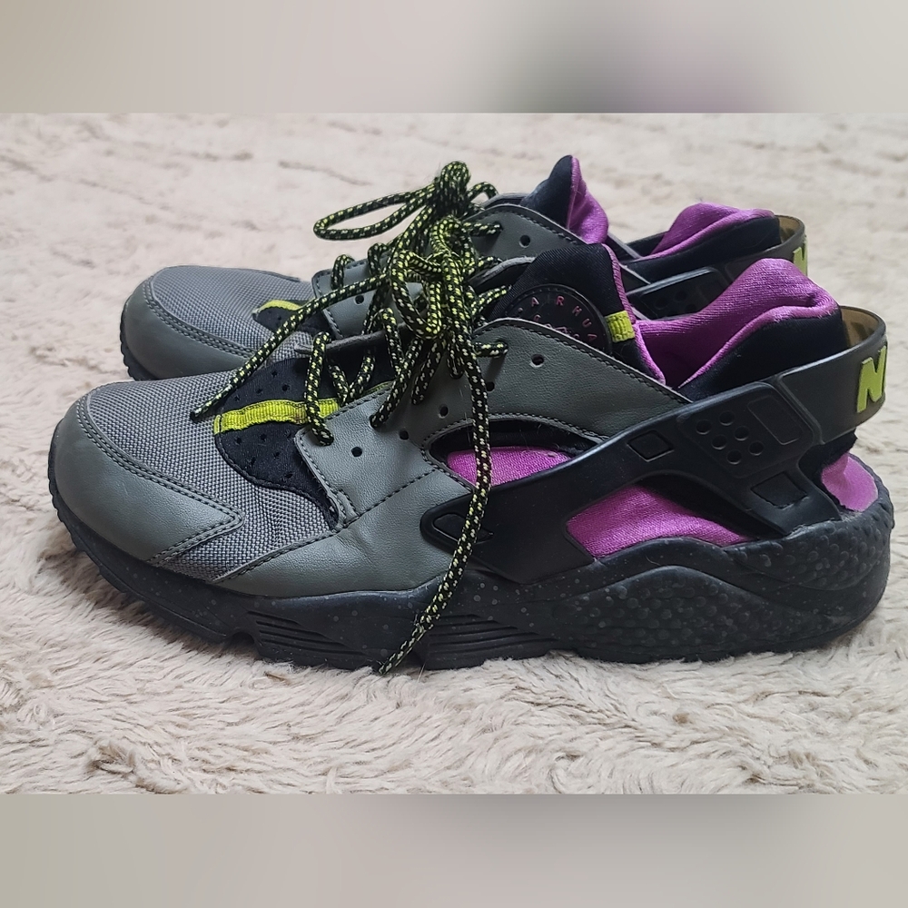 Nike Air Huarche Run Su River Rock Gray and Purple Sneakers Size 8.5 - Picture 9 of 10